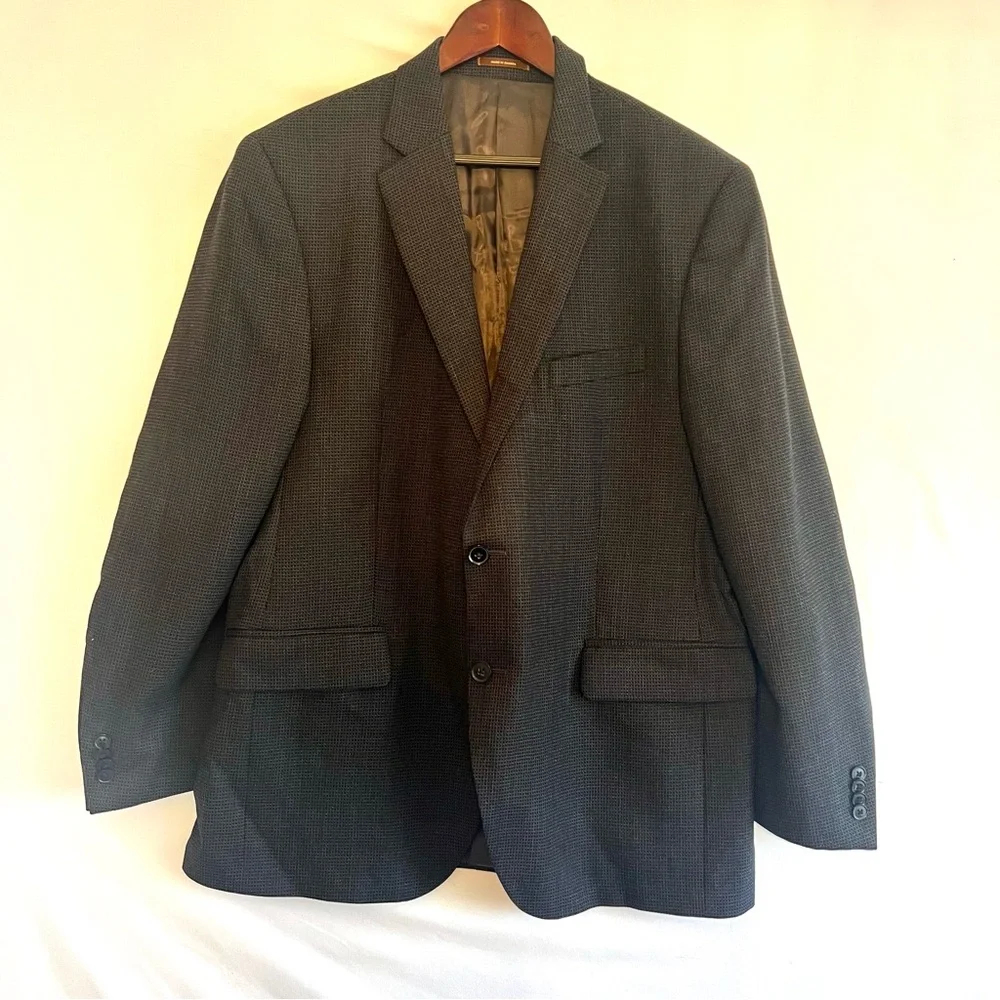 NWOT Peter Millar 100% Wool Blazer Sport Coat Black Micro Check 2-Button 44R